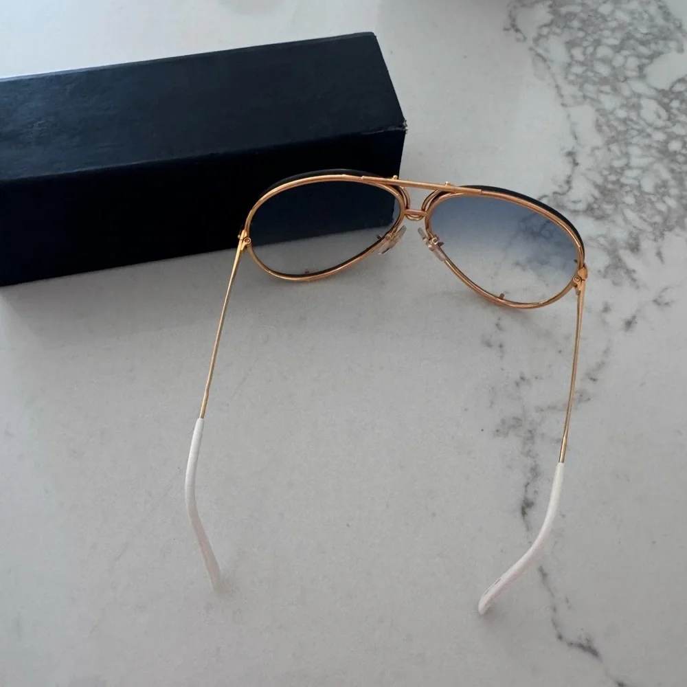 Porsche Design Gold Frame Sunglasses with Blue Lenses - Picture 6 of 7
